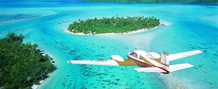 plane above island