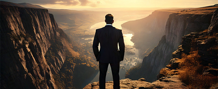 business man on a mountain