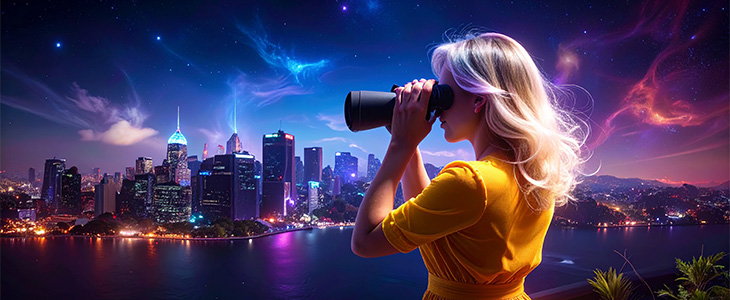 woman with binoculars